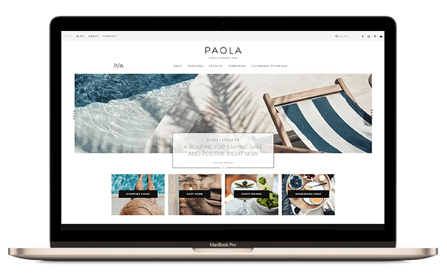Paola, elegant, minimalist WordPress Theme, for influencers, fashion bloggers & service brands