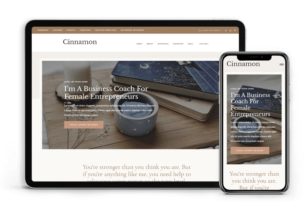 Cinnamon WordPress theme business front scene