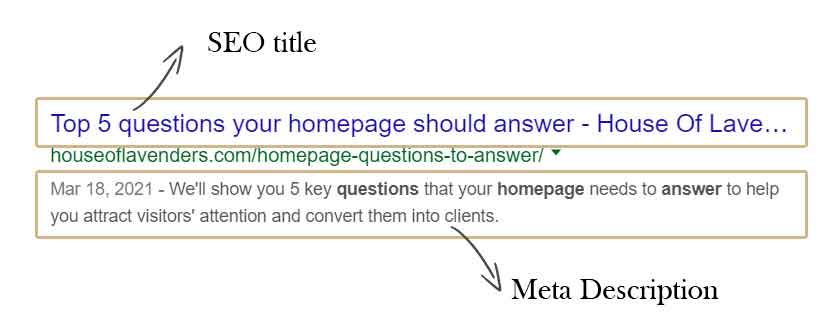 Wordpress SEO titles and meta descriptions in Google - SEO guide for beginners - House of Lavenders